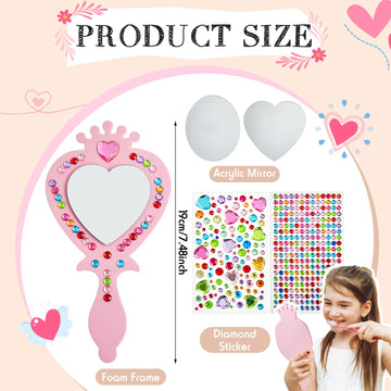 Liliful 12 Pack Princess Foam Mirror Kits Decorate Your Own Princess Mirrors Party Supplies Kids Unbreakable Toy Crafts For Girls Party Favors Birthday Diy Decorations(Cute)