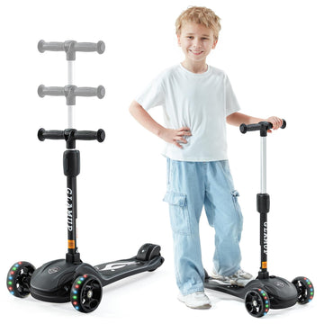 Glamup Kick Scooter Adjustable Height Adjustable Handlebar,Kids Scooter 3 Wheel With Led Lights,Suitable Kids Ages 2,Ages 6,Ages