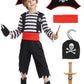 Ikali Pirate Costume For Kids Boys,Toddler Pirate Role Play Dress Up With Bandana, Cutlass, Hat 8-10 Years