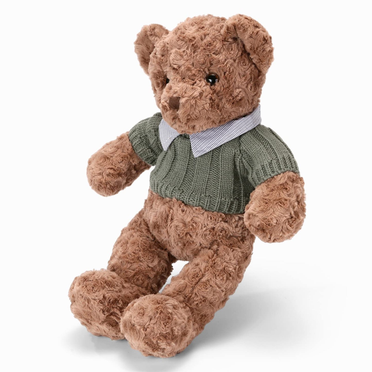 Riuhot Plush Teddy Bear With Shirt, Soft Stuffed Plushie Toys Gifts For Girlfriend Boyfriend Kid, 19.7 Brown Teddy Bear