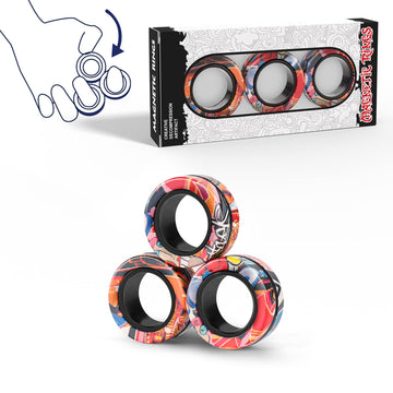 Magnetic Rings Fidget Toy Set  Idea ADHD Fidget Toys  mature-themed Fidget Magnets Spinner Rings for Anxiety Relief Therapy  Fidget Pack Great Gift for mature-themeds Teens Kids (3PCS)