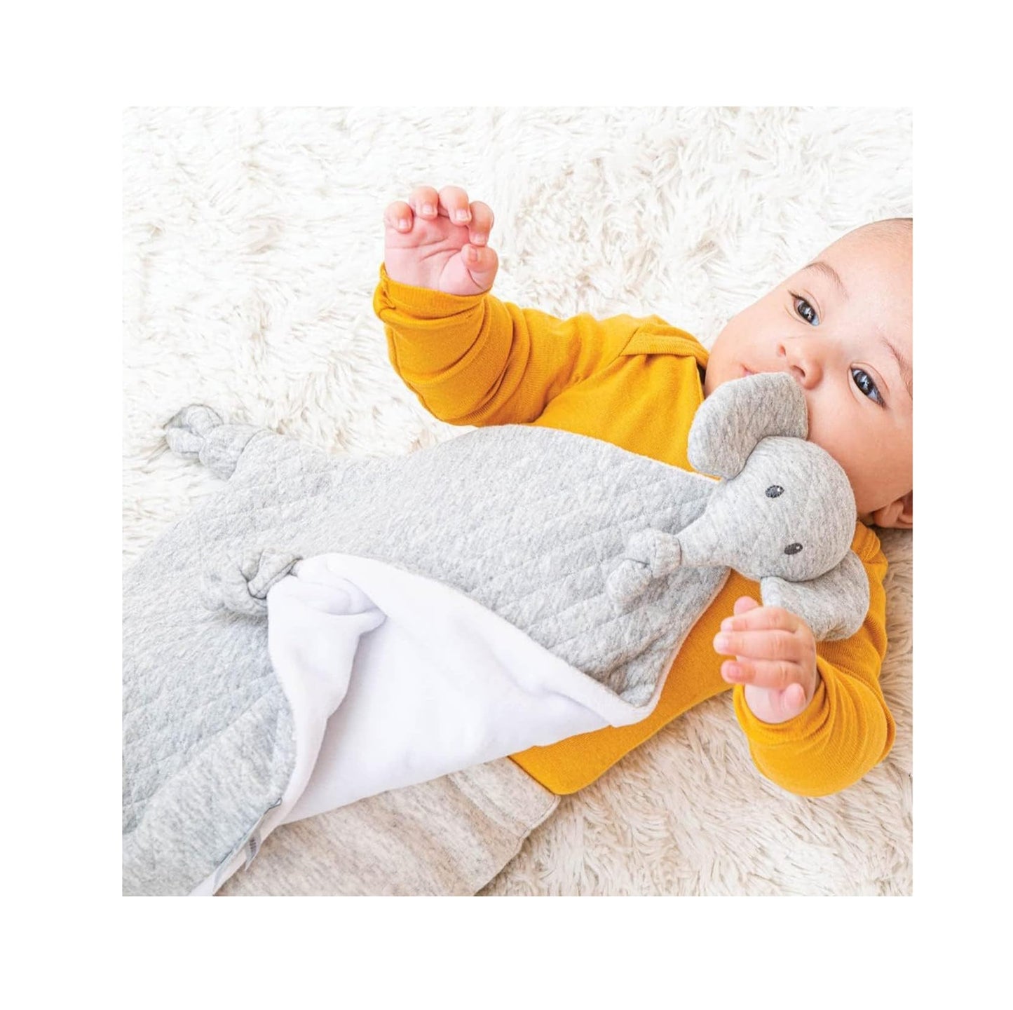 Nattou Tembo Elephant Doudou Blanket - Soft Grey Security Lovey for Newborn Boys & Girls, 11 inches Snuggle Toy & Stuffed Animal