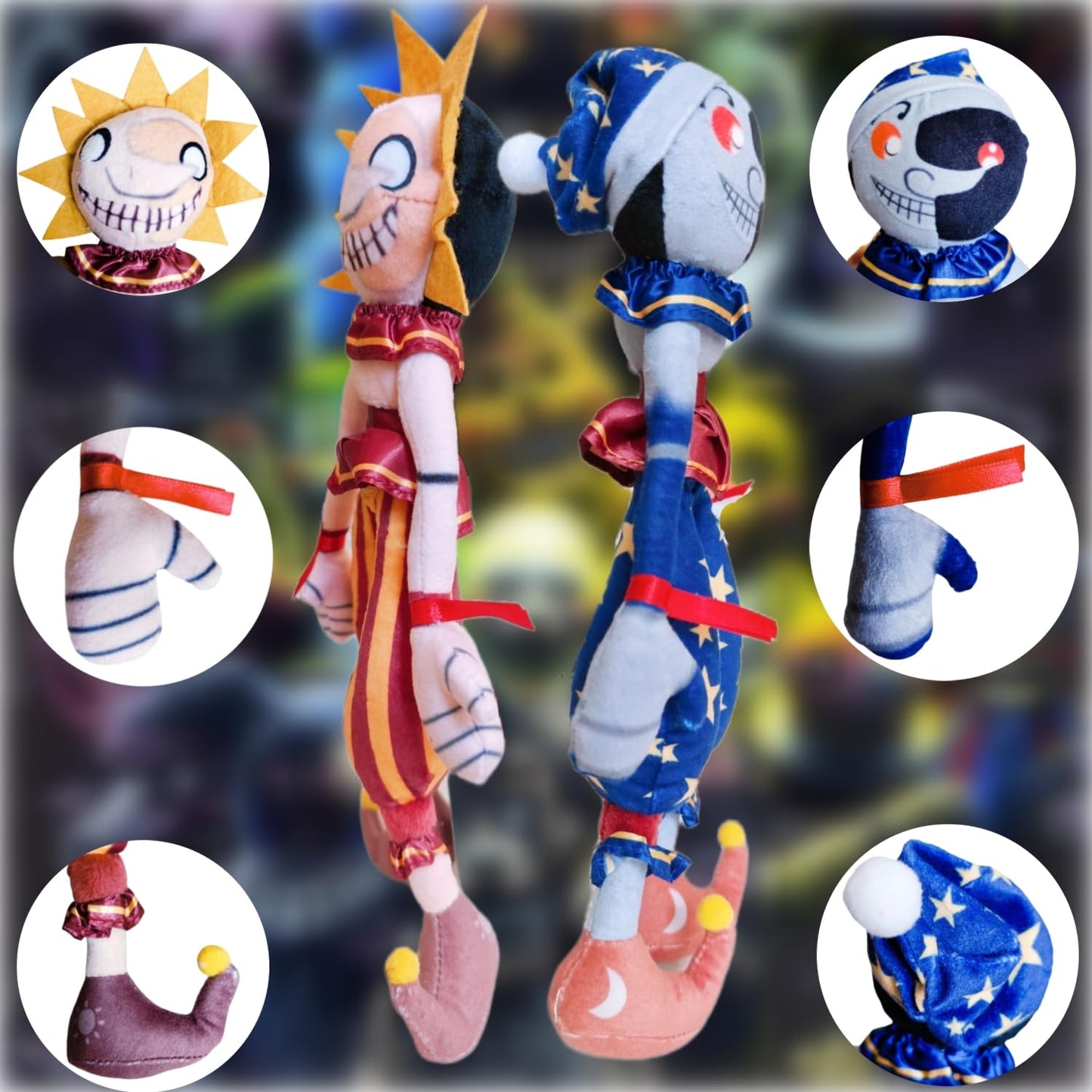 Plush Toy Set - 11-Inch Sun and Moon Clown Stuffed Animal Doll  Delightful 2-Piece Surprise (2PCS)