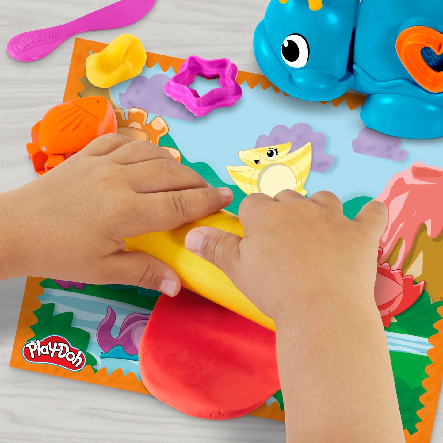 Play-Doh Dino Starter Set, Tactile Sensory Toys for Kids, Includes 11 Accessories, Medium Size, Plastic, Blue/Green/Yellow/Red, Model G0491