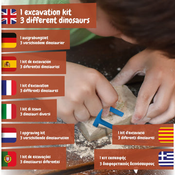 Science4You Dinosaur Fossil Excavation 3 In 1 - Fossil Digging Kit For Kids: T-Rex & Triceratops & Stegosaurus, 3 Dinosaurs Toys For Kids, 37 Pieces, Toys, Games, Gifts For 6+ Year Old Boys And Girls