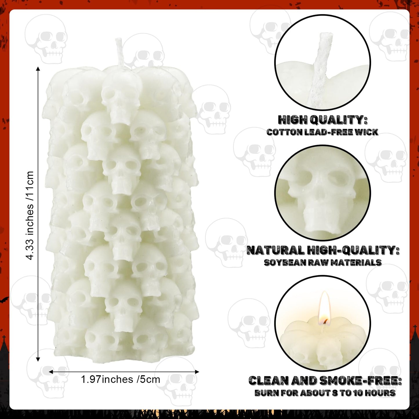 Nuanchu Halloween Large Figure Image Candle Spooky Candle Holder Skeleton Candle Soy Wax Candles Home Decor for Halloween Birthd