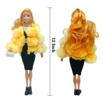 Flfuatt Stylish Fashions Girls Doll Toys, The Ultimate Fashionista Doll For Trendy Kids, 11.5 Inch Fashion Doll (Yellow)