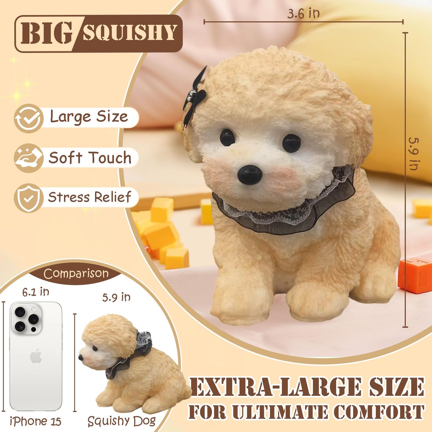 Adorable Taba Squishy Dog  Handmade Squishy Dog Stress Relief Toy for mature-themed/Kids  Cute & Soft Dog Design  Perfect Squeeze Toys Gift for Relaxation and Fun Party Favor