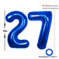40 Inch Number 27 Balloon Blue Jumbo Giant Big Large Number 27 Foil Mylar Blue Balloons 72Th Birthday Party Anniversary Decorati