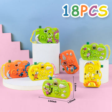 18Pcs Kids Toy Camera Set, 3 Color 6 Animal Patterns Viewfinder Camera Bulk for Goodie Bags Fillers Stuffers Return Gifts for Ki