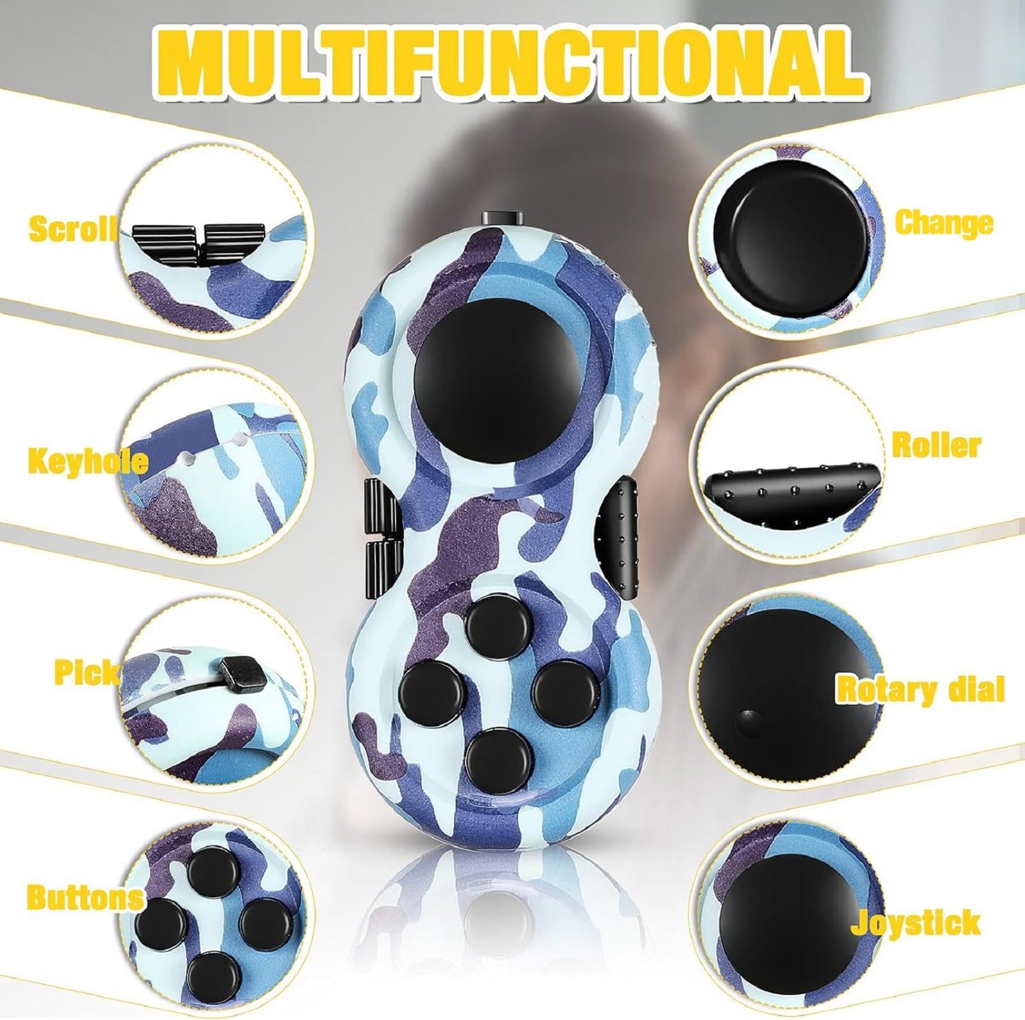 Skylety 2 Pcs Fidget Toys for mature-themeds Fidget Pad Christmas Basket Stuffers Stress Relief Cube Clicker Controller Sensory Educational Toy for ADHD Autism Spinner(Camouflage Style)