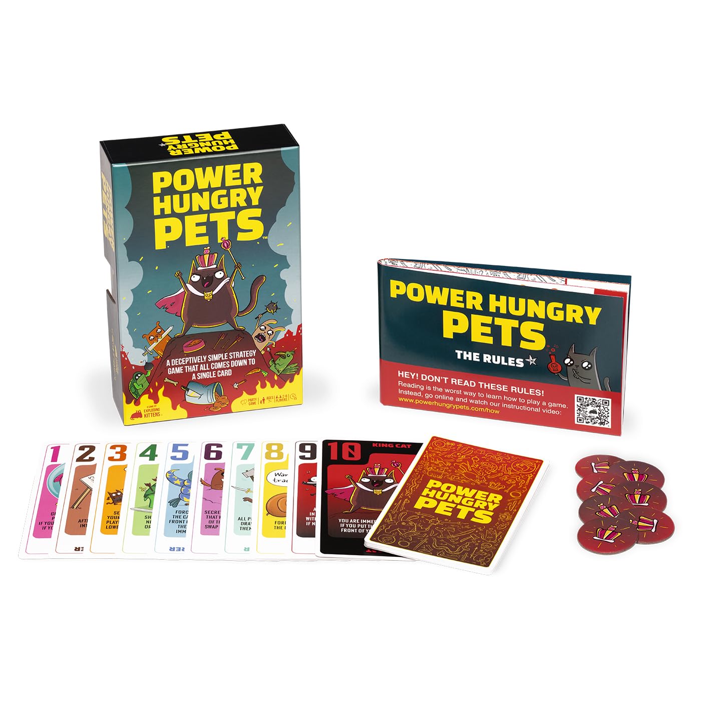 Exploding Kittens Power Hungry Pets Card Game - 2-6 Players, Ages 7+, Simple Strategy, Cardboard Material