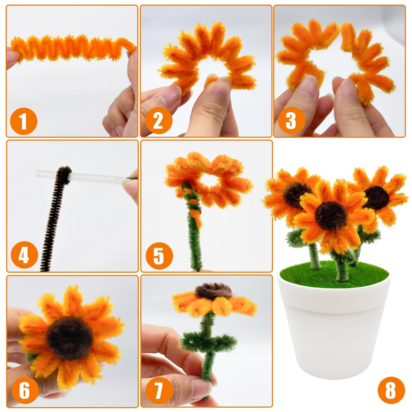 24 Set Garden Pot Craft Kit DIY Sunflower Plant Crafts Pot with Pipe Cleaners Stickers Fall Craft Kit for Fall Thanksgiving Autu