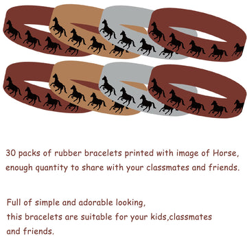 BignzwUra 30PCS Horse Themed Party Rubber Bracelets - Kentucky Day Horse Animal Baby Shower Birthday Party Favors Supplies Decor