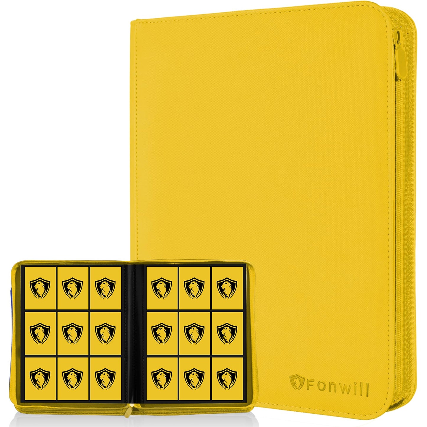 9 Pocket Card Binder  enhanced Zip Trading Card Binder  360 Double Sided Pocket PU Collection Binder  Collector Album  Card Folder for MTG  TCG  Sports Cards  (Yellow)