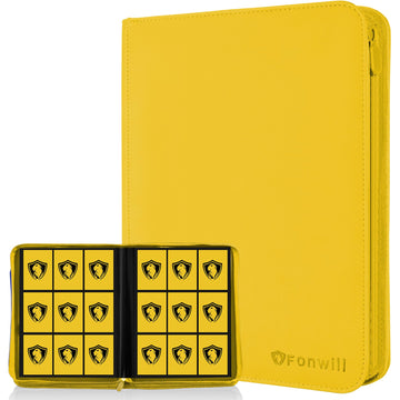 9 Pocket Card Binder  enhanced Zip Trading Card Binder  360 Double Sided Pocket PU Collection Binder  Collector Album  Card Folder for MTG  TCG  Sports Cards  (Yellow)