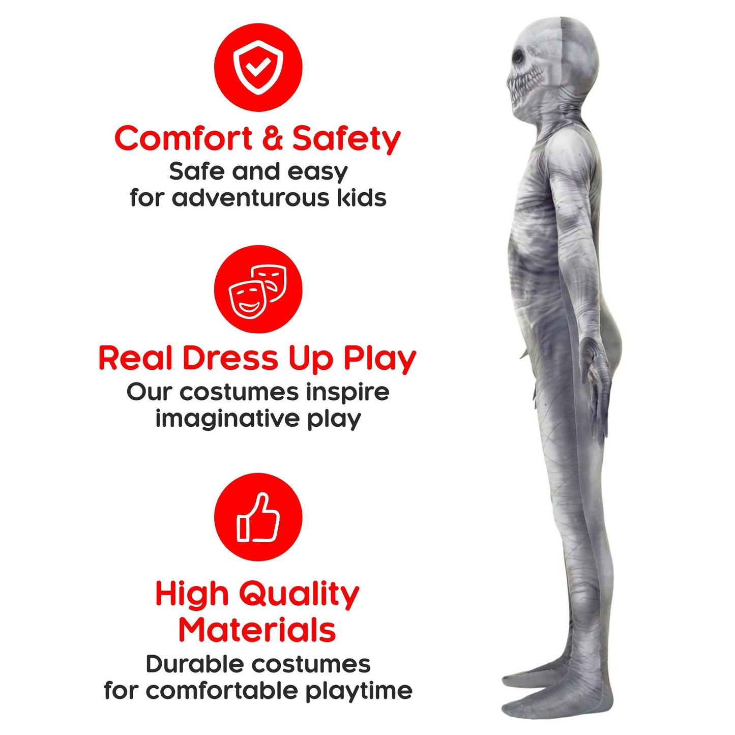 Morphsuits The Rake Costume For Kids, Zalgo Scary Halloween Costume For Boys, Creepy Kids Outfit, Fun Dress-Up, X-Large