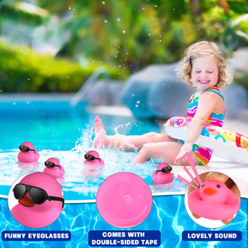 Chivao 12 Pcs Rubber Ducks With 12 Sunglasses/ Hats/ Headwear/ Scarf Small Cruise Ducks In Bulk Mini Rubber Duckies Bathtub Toys For Valentine'S Day Gift Hide(Black, Pink, Fresh Style)
