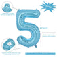 Vonokee 40 Inch Light Blue Giant Number Balloons 5, Jumbo Digital Foil Mylar Balloon For Birthday Party Wedding Anniversary Cele