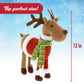 Reindeer Plush 12'' Christmas Pet Stuffed Doll - Cute Pet Deer Rudolph Toy With Coat And Scarf, Animal Decorations, Great Gifts