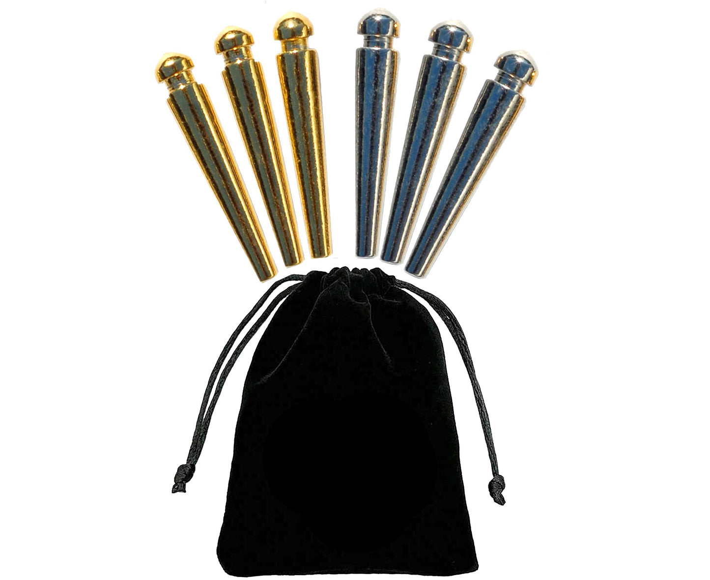We Games Premium Easy Grip Cribbage Pegs With A Tapered Design & Velvet Pouch - Set Of 6 (3 Gold & 3 Silver)