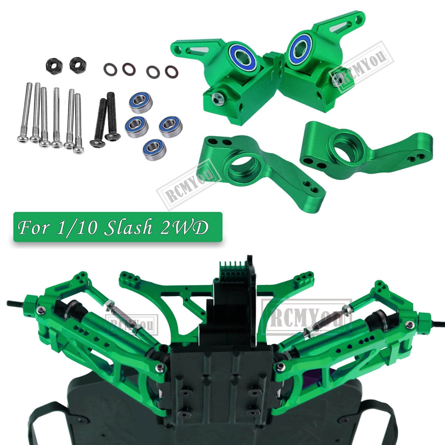 RCMYou Upgrades Part for 1/10 Slash 2WD,Alloy Front Rear Suspension Arm,Caster Block,Steering Blocks,Rear Stub Axle Carriers,Ste