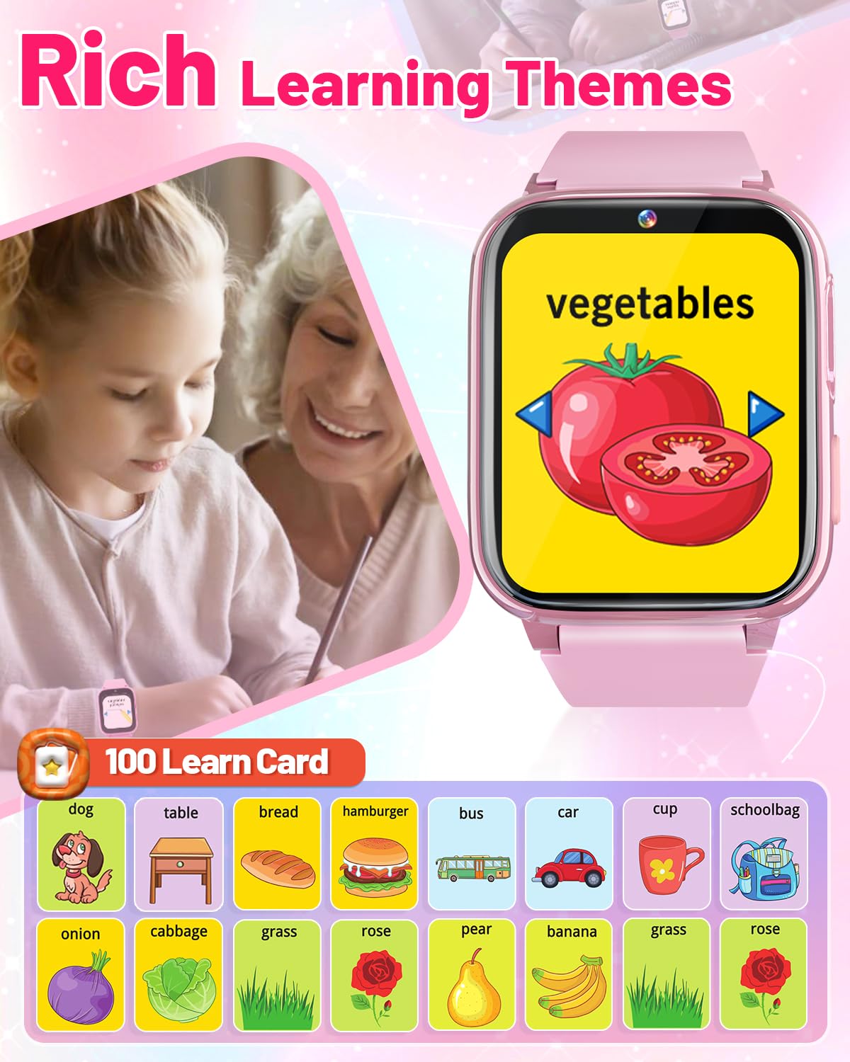 Gothwick Kids Smart Watch D11, Pink, Age 6-8, 26 Games, Perfect Birthday & Christmas Gift Ideas