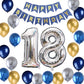 18Th Birthday Party Decoration For Boys, Happy Birthday Banner Blue Number 18 Birthday Balloons Metallic Silver Blue Gold Latex