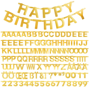 Sunbeauty 146 Pcs Gold Diy Make Your Own Banner Customizable Letters Symbols Banner For Birthday Wedding Happy New Year Baby Sho