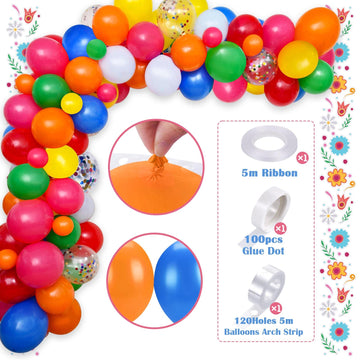 Golray 97Pcs Mexican Party Decorations Fiesta Birthday Supplies For Boys Girls Adult - Balloon Arch Kit Serape Tablecloth Happy Birthday Backdrop Taco Balloons Decor Cinco De Mayo Party Decorations