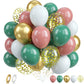 Biapian Pink Green Balloons, 60Pcs Retro Green Pink Gold Balloons, Sage Green White Dusty Pink Latex Balloons Metallic Gold Conf