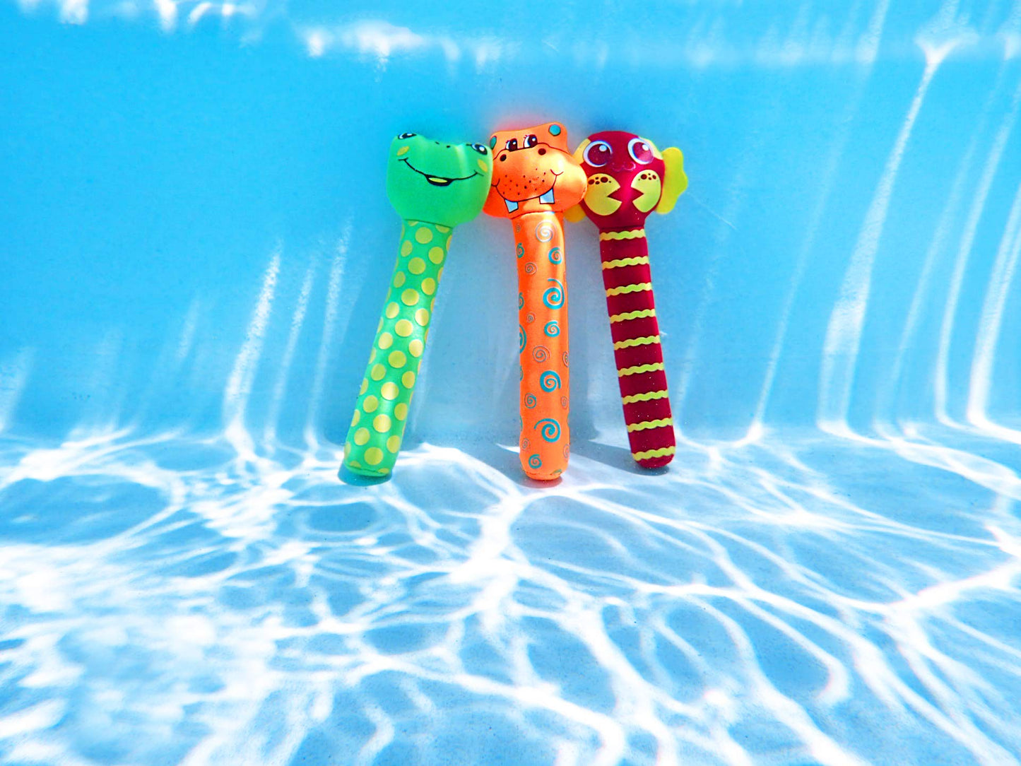 Swimline Neoprene Covered Dive Animal Sticks Toys 3 - Pack Weighted Catch And Retrieval Game For Swimming Pool & Bath Tub For Ki