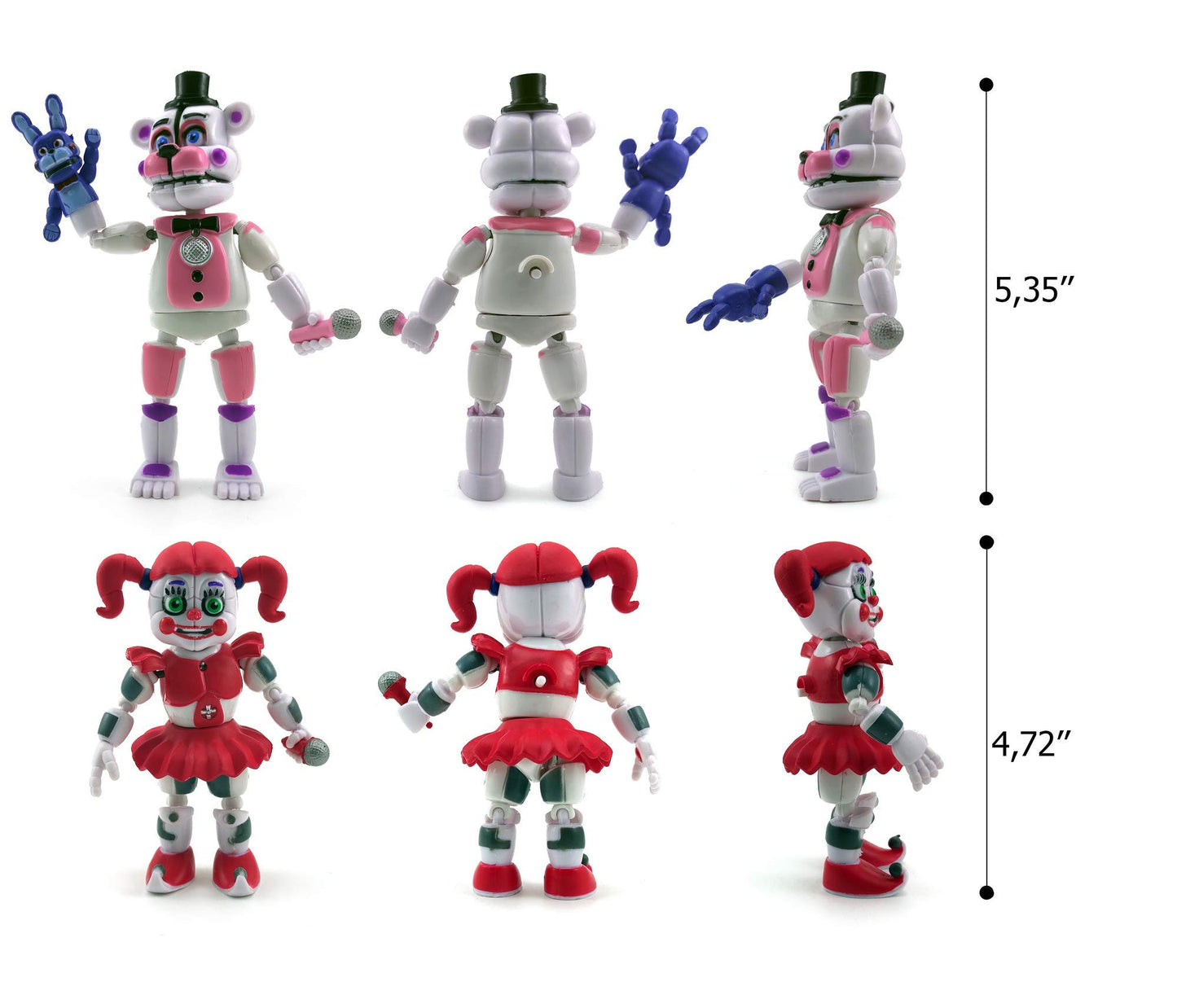 Toysvill Inspired by FNAF Sister Location Action Figures Toys (Set of 5 pcs)  More Than 5 inches [Funtime Freddy Bear  Circus Baby  Ennard  Ballora  Funtime Foxy]  Fun Action Simulator