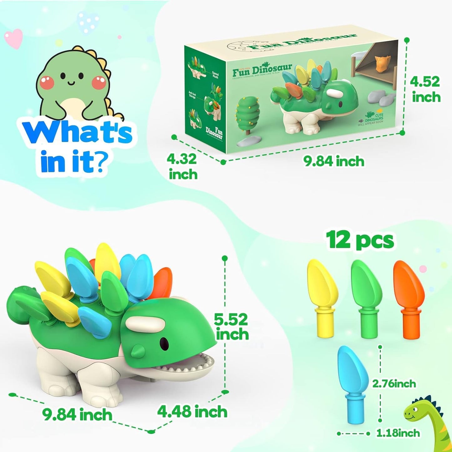 Montessori Learning Educational Toys For Baby 1 2 3 4 Year Old: Fine Motor Dinosaur Toys For Kids 2-4|Toddler Developmental Toys For Birthday Gift Age 1-2|Preschool Sensory Toys For 12-18 Months