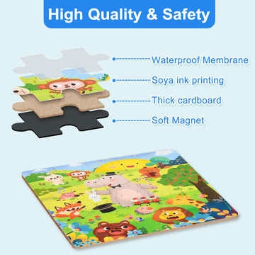Astaron Magnetic Puzzles For Toddlers, 16-20-25 Pieces Animal Learning Magnet Puzzle For Road Trip, Educational Travel Toys Car Plane Activities For Kids, Kids Birthday Gifts