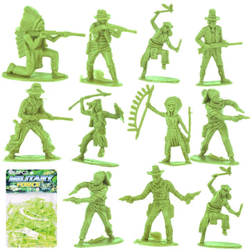 Lynkaye 60 Pcs Various Pose Cowboy Indian Toy Figunes For Kids Children Birthday,Native American Figures, Wild West Cowboy Minia