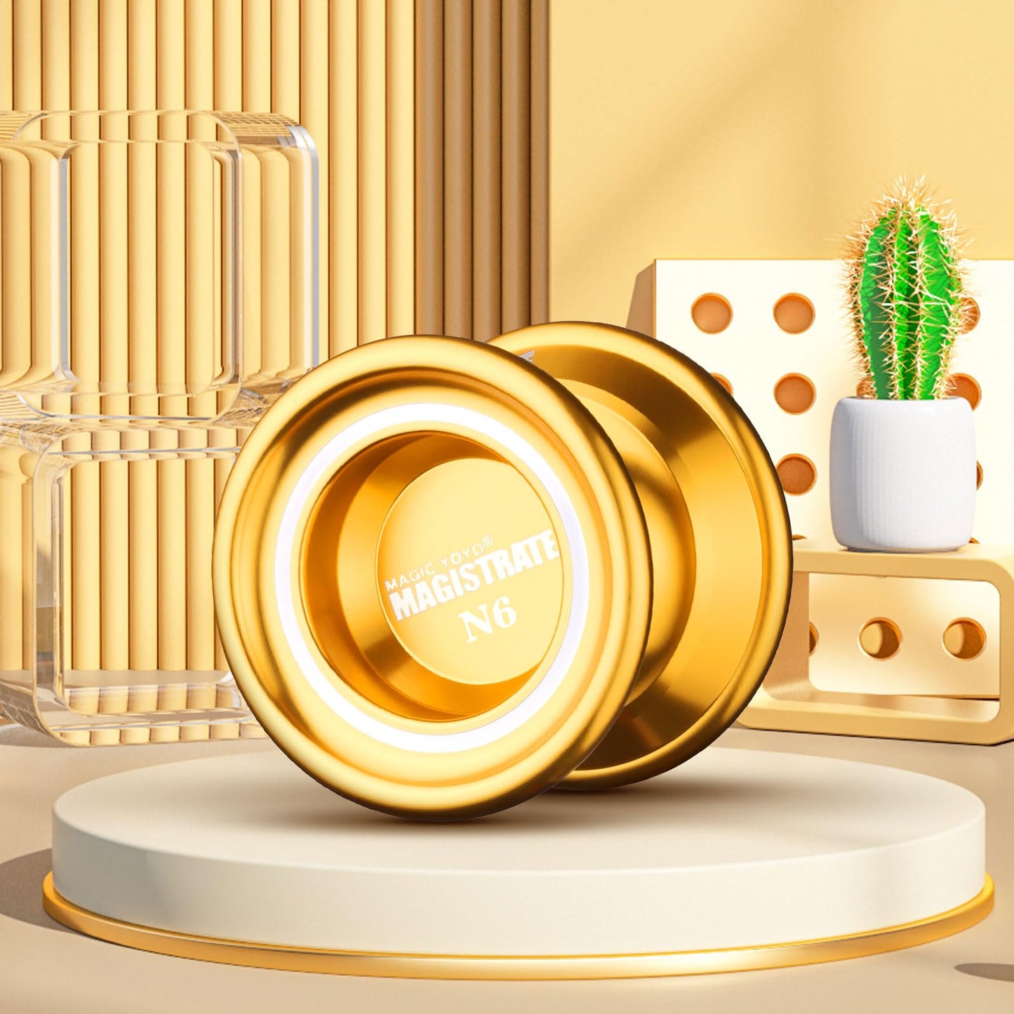 Magicyoyo Unresponsive Yoyo N6 Professional Alloy Yoyo Non-Responsive Yoyo With Yoyo Holster + 12 Strings+ Yoyo Glove Gift (Golden)