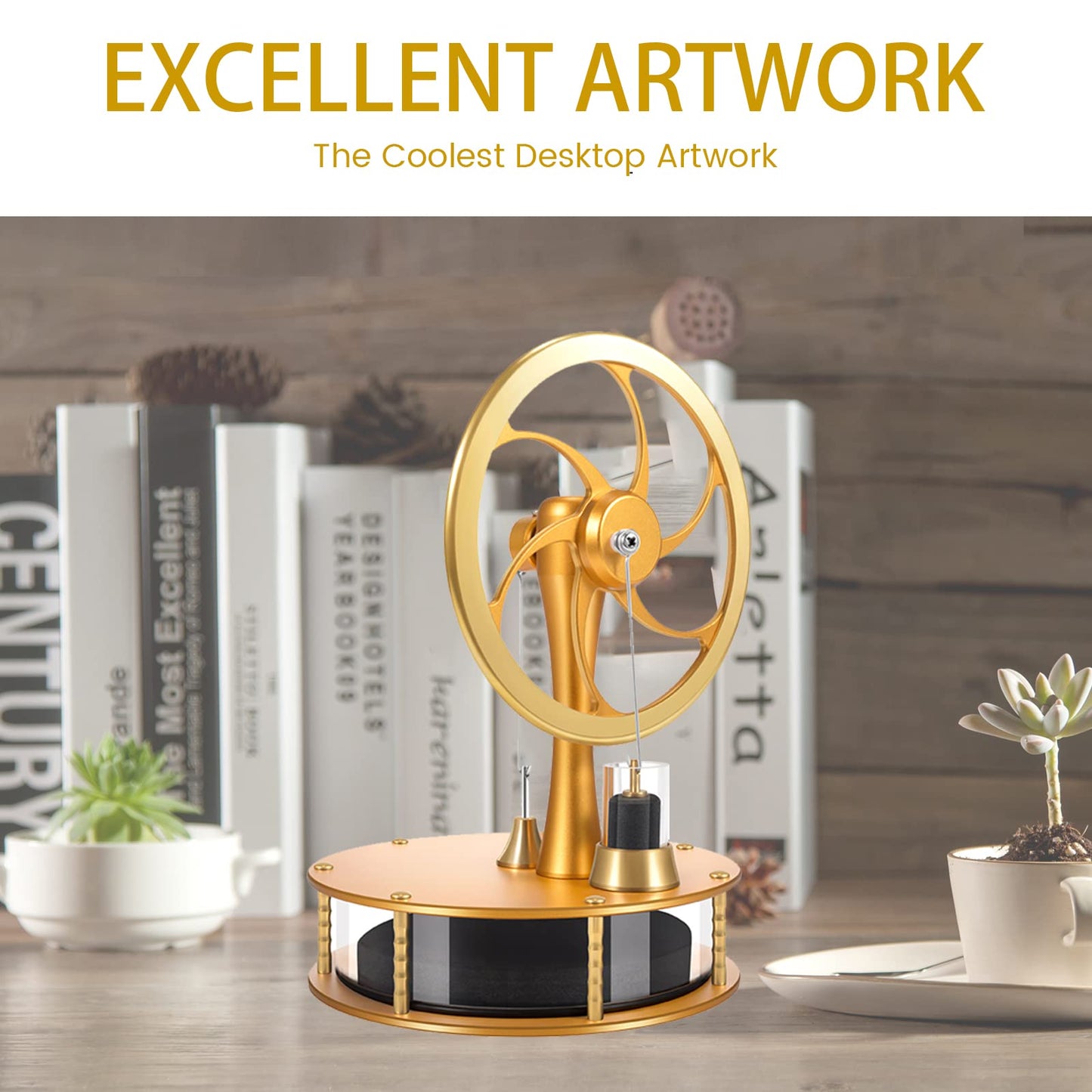 PFCKE HZZ92 Upgrade Low Temperature Stirling Engine Kit Steam Heat Educational Model Classroom Teaching Stirling Engine mature-themed Desktop Educational Toys Brass Aluminum Stirling Engine- Gold