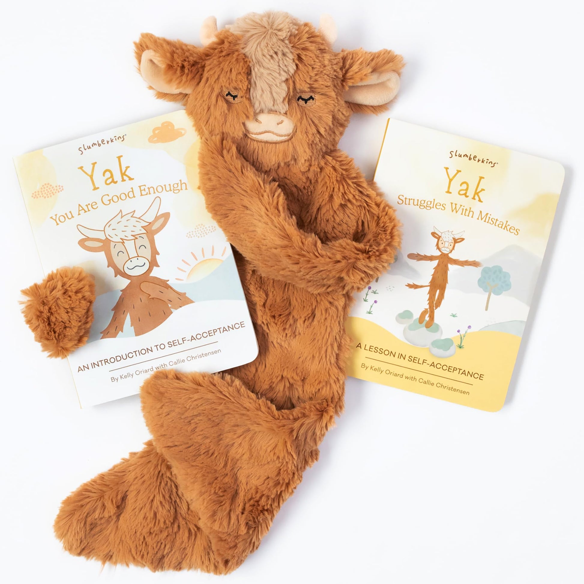 Slumberkins Yak Snuggler & 2 Board Books Complete Set Bundle | Promotes Self-Acceptance & Positive Self-Talk | Social Emotional Tools For Ages 0+ (Yak Snuggler Plush + 2 Board Books)