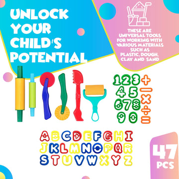 Clay And Play Dough Tools Six Piece Set - Ages 3 & Up Dimrom (47Pcs)