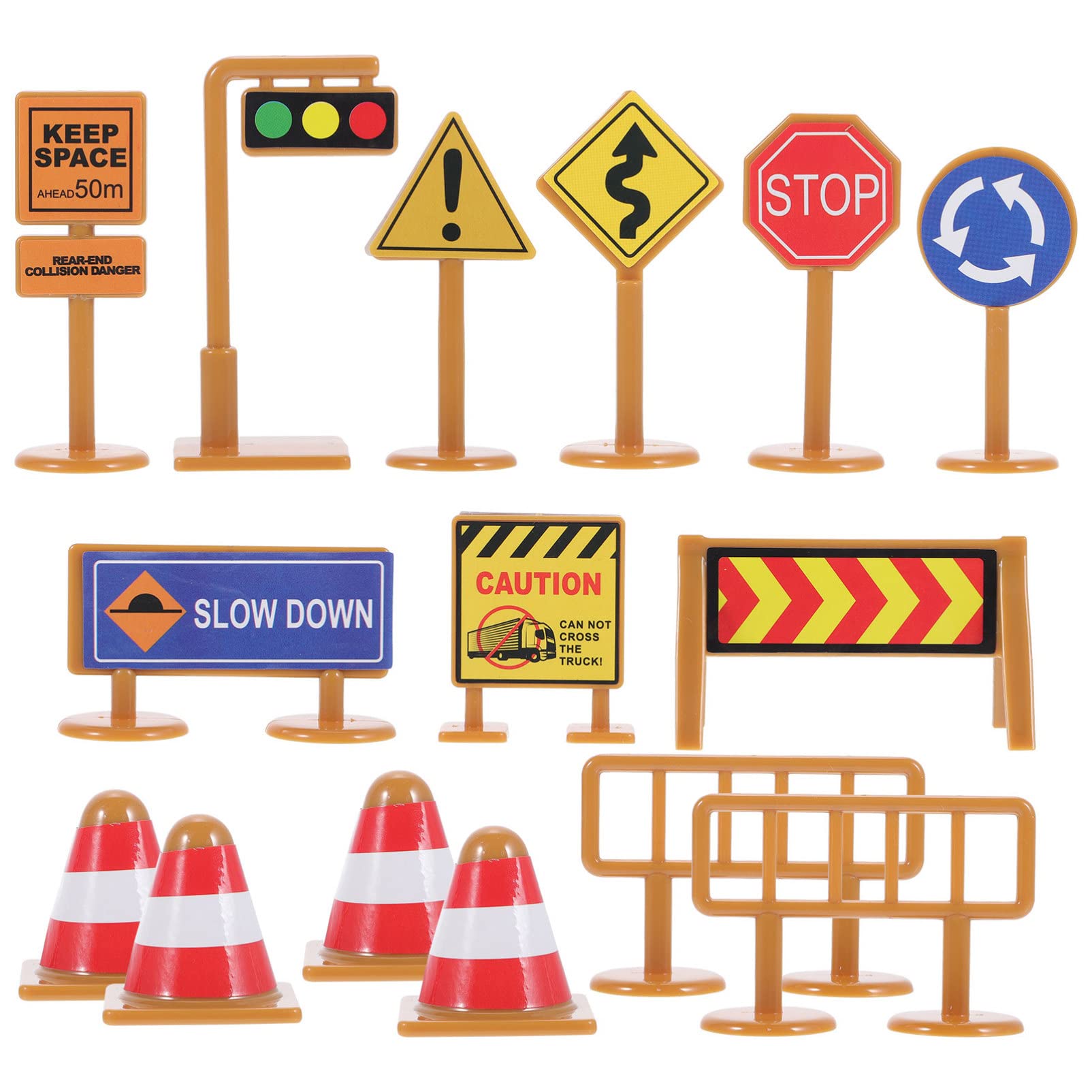 iplusmile Kids Traffic Signs Playset: 30pcs Street Traffic Cone Barricade Signs Crosswalk Signal Educational Mini Toys for Boys 