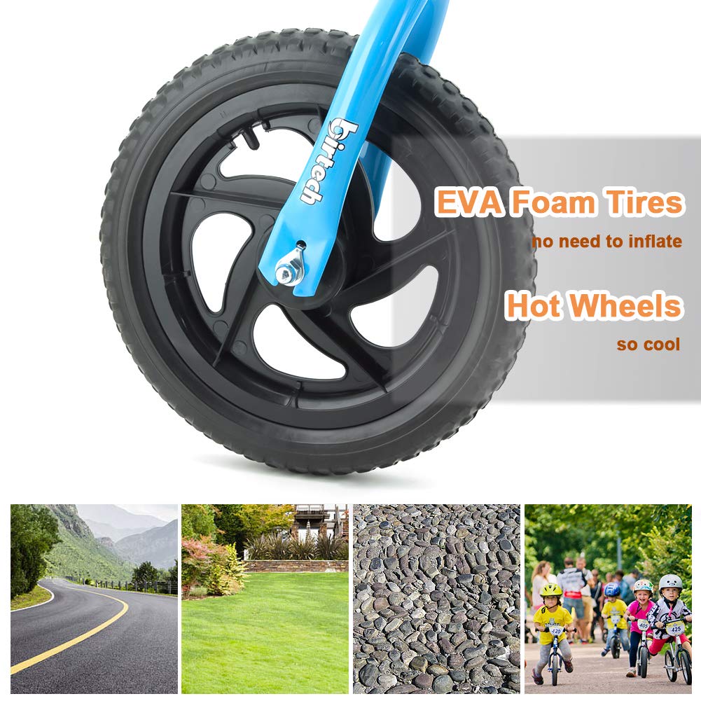 Birtech Balance Bike For 2-5 Year Old, 12 Inch Toddler Bike No Pedal Training Bicycle With Adjustable Seat Height, Airless Tire (Light Blue)