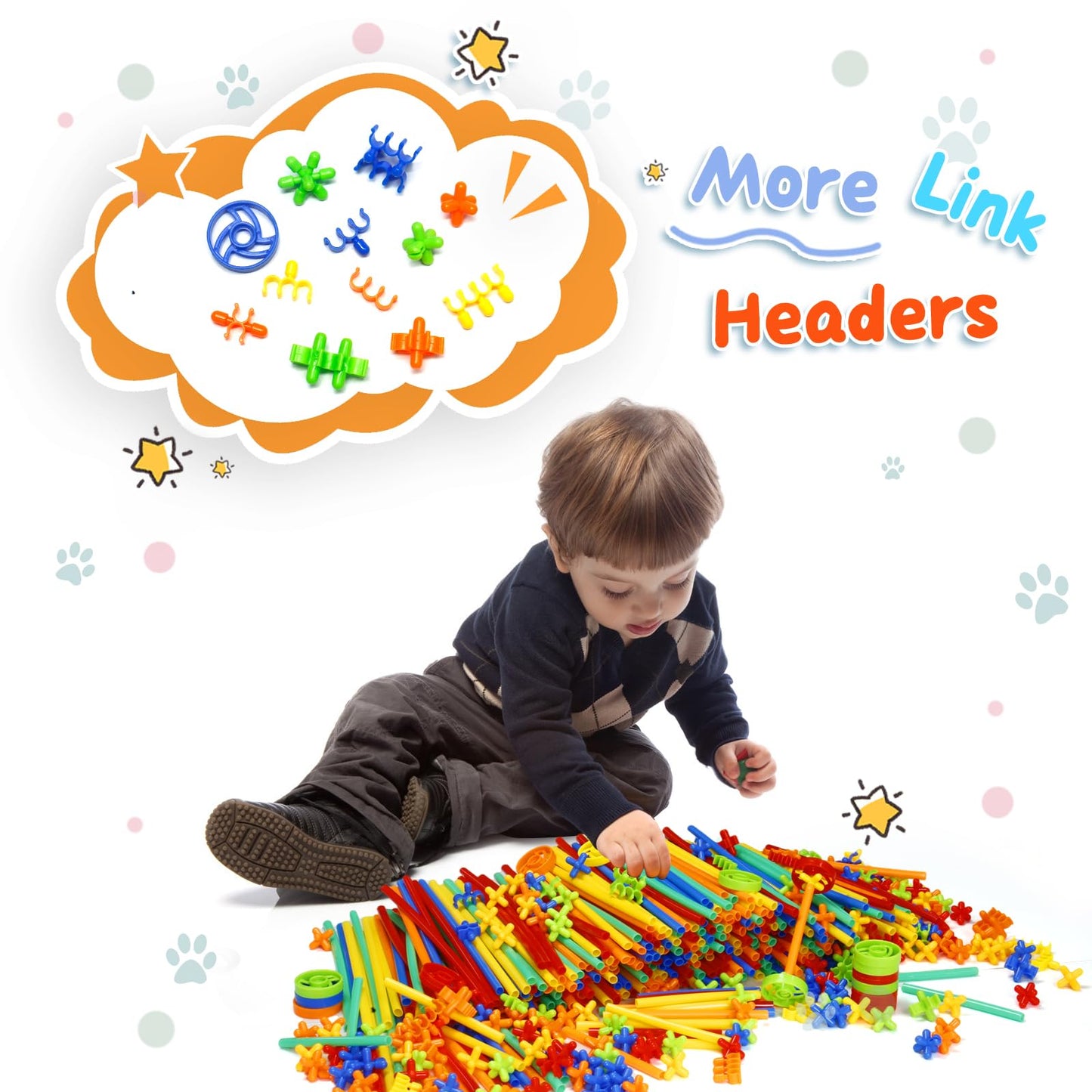Ggiibro Straw Constructor Toys Stem Building Toys 1200Pcs Toys Aged For 3 4 5 6 7 8+ Interlocking Plastic Toys Engineering Toys