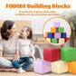 TODIBY Foam Building Blocks for Toddlers:12-Pieces Wipeable Leather Stacking Cubes Kids - Large Soft Toys Play Set for Learning Construction Baby Preschool Daycare Therapy Birthday Gift (Rainbow)