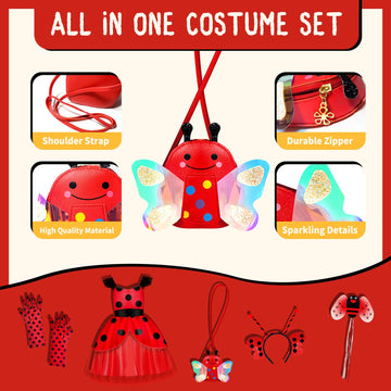 Innocheer Ladybug Costume For Girls, Halloween Costumes For Girls, Ladybug Costume Toddler Halloween Birthday Princess Dress Up