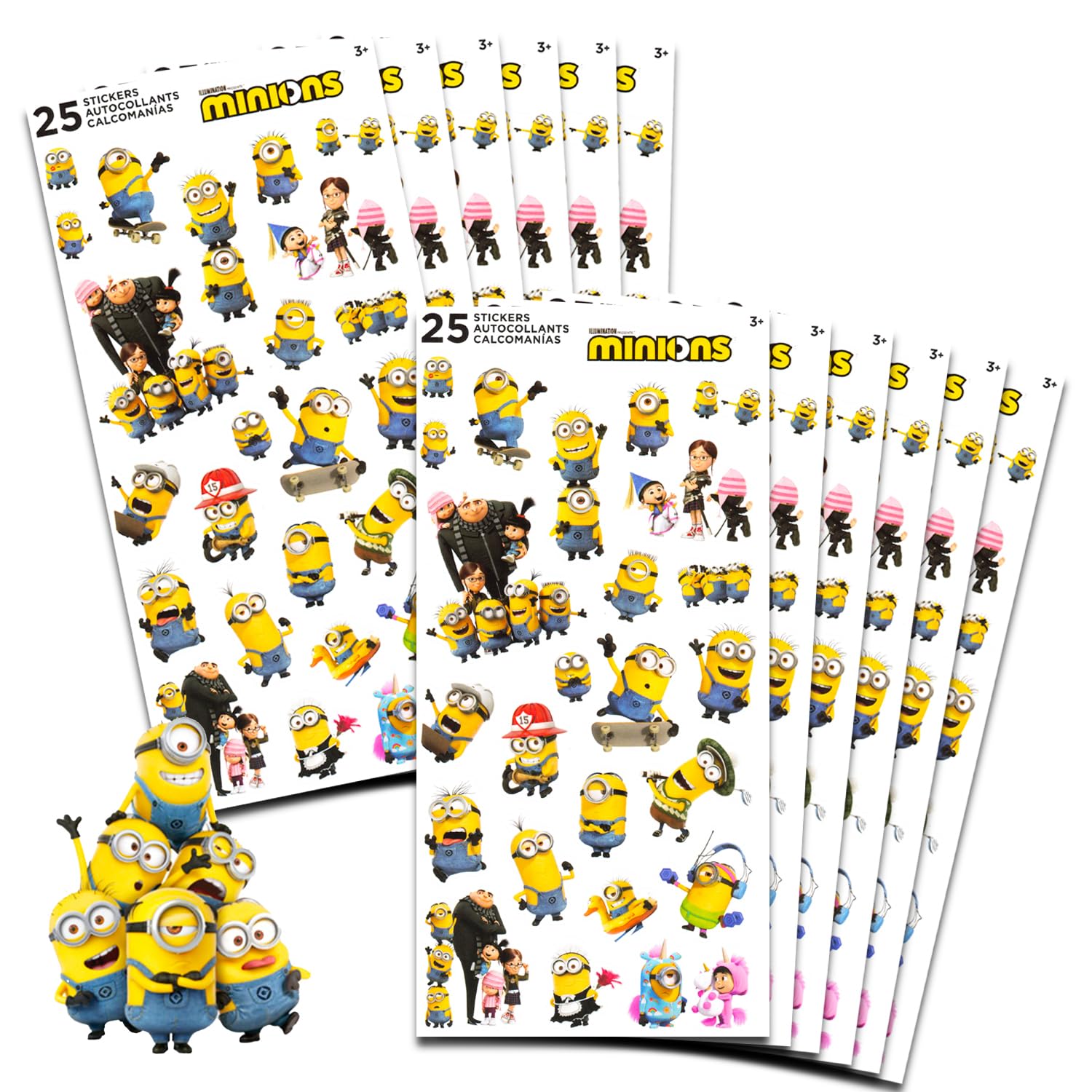 Minions Party Favors for Boys & Girls Bundle ~ 12 Pack Despicable Me Sticker Sheets for Kids Birthday Party Goodie Bags | Despic