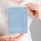 Wybgno Bridal Shower Games Cards, Guess Over Or Under, 25 Guest Cards, Minimalist Blue Wedding Party Supplies