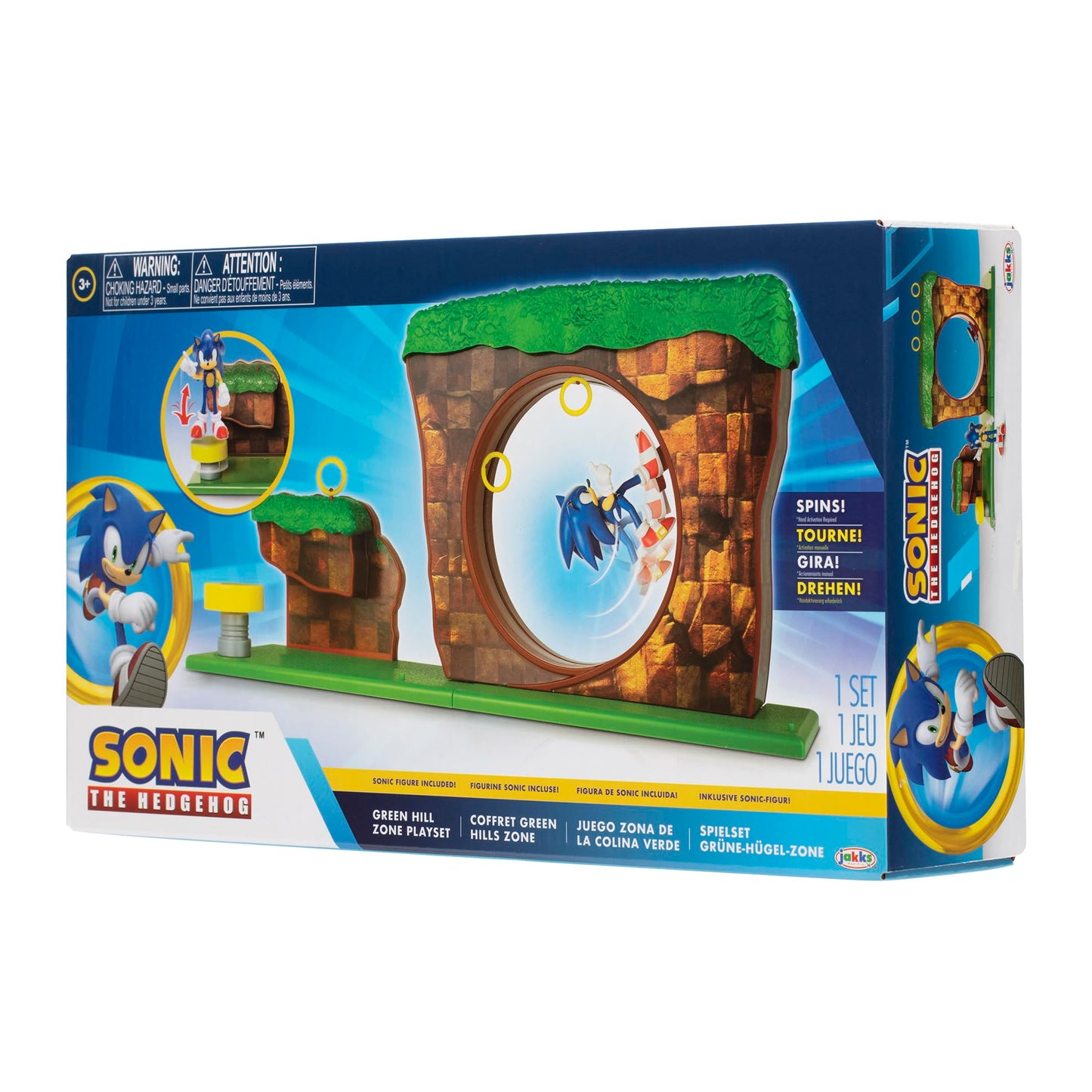 Sonic The Hedgehog Playset with 2.5" Sonic Figure - Green Hill Zone, Plastic, Model 403934-4-RF2