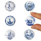 6Pcs Handcrafted Miniature Ceramic Plates In 1:12 Or 1:6 Scale, Vintage Porcelain Playhouse Dishes (3Cm, Blue-White B)