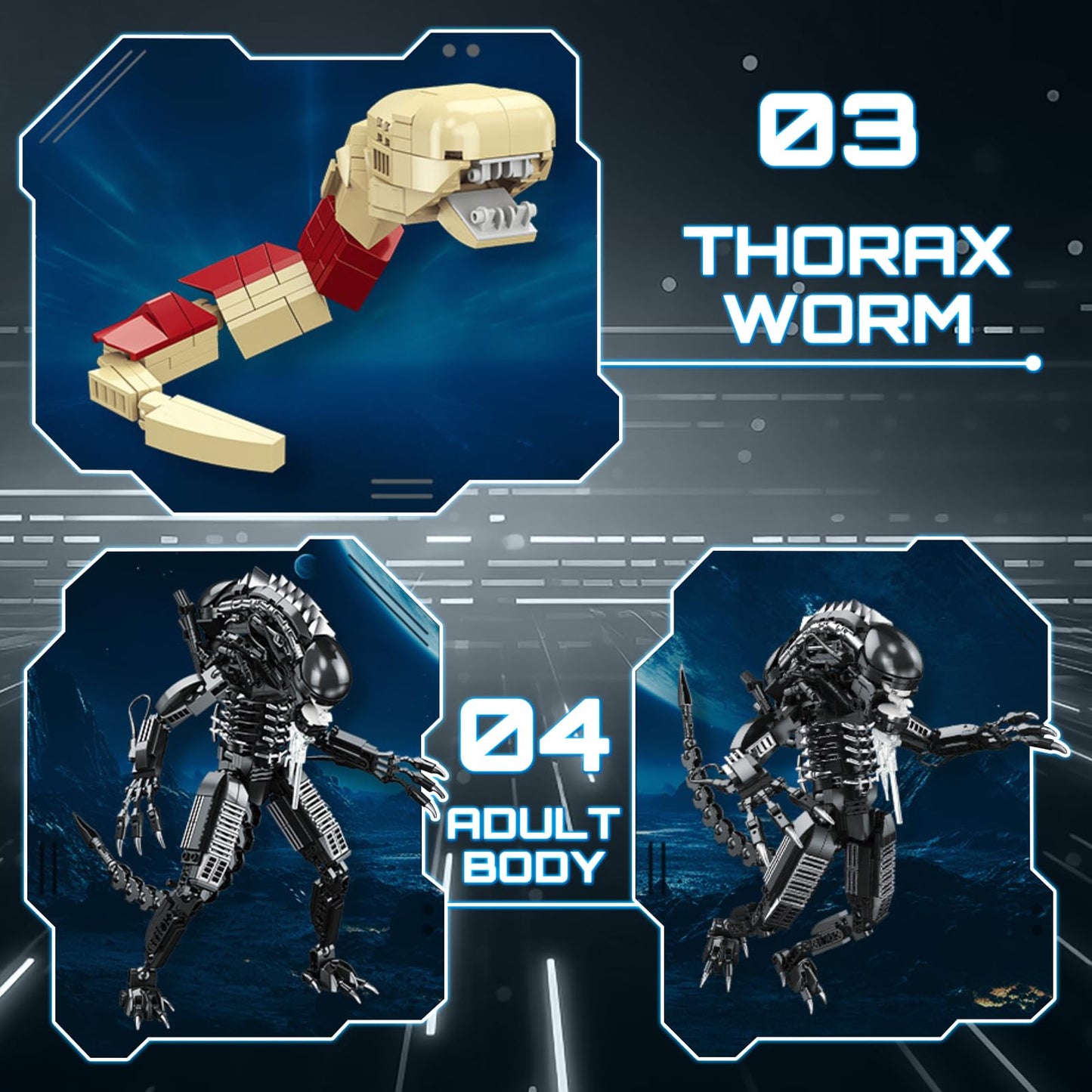 HIGH GODO Alien Mech Xenomorph Warrior Building Set, 882 Pieces, Plastic, Black, Medium - Perfect Gift for Ages 14+
